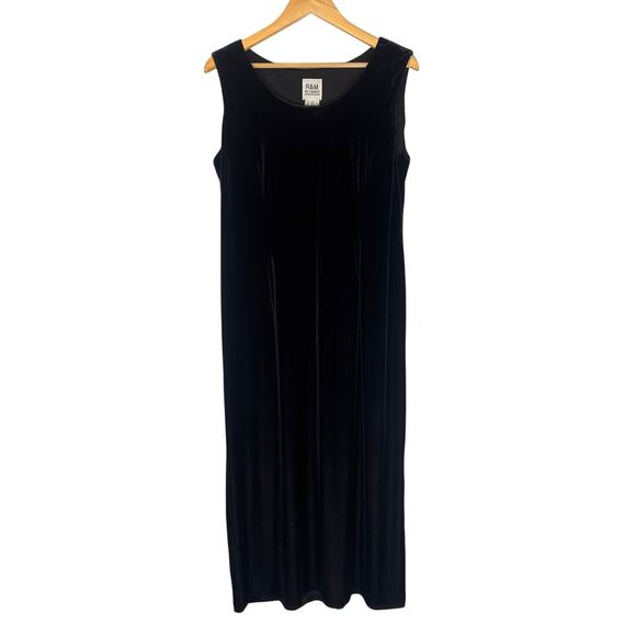 Vintage Dresses & Skirts - Vintage 90s Long Black Velvet Sleeveless Maxi Dress Womens 14 Goth Whimsigoth